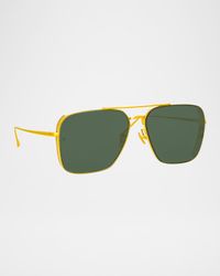 Asher Square 18K Gold-Plated Titanium Aviator Sunglasses