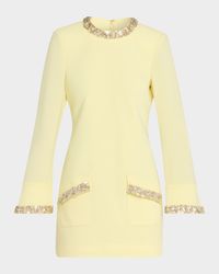 Adi Long-Sleeve Floral Embellished Mini Dress