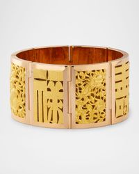 Estate 18K Yellow and Rose Gold 8 Panel Chinese Inspired Bracelet
