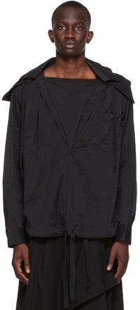 BED J.W. FORD Black Crinkled Nylon Hoodie