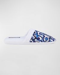 Men's Majolica-Print Cotton Slippers