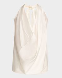 Harriet Sleeveless Draped Silk Halter Top