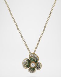 18K Yellow Gold Ischia Pendant Necklace with Ombre Diamonds and Tsvaorite