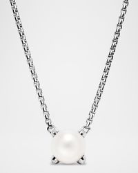 Pearl Classics Necklace with Diamonds in Silver, 16-18"L