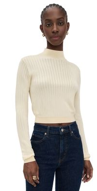FRAME The Crop Fitted Turtleneck Butter XS