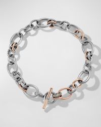 DY Mercer Necklace with Diamonds and 18K Rose Gold in Silver, 25mm, 19"L