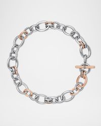 DY Mercer Necklace with Diamonds and 18K Rose Gold in Silver, 25mm, 19"L