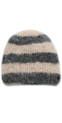 Jocelyn Alpaca Colorblock Knit Beanie Grey One Size