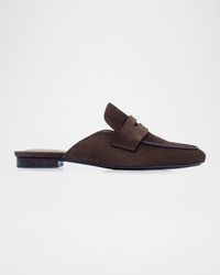 Suede Penny Loafer Mules