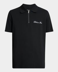 Men's Embroidered Zip Polo Shirt