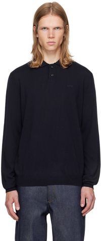 A.P.C. Polo Jacob bleu marine à logo brodé