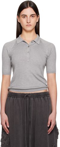 Acne Studios Gray Silk Polo