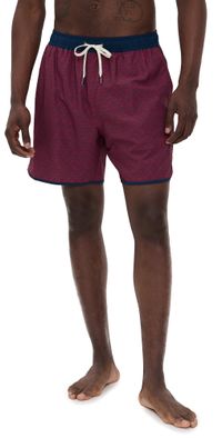 Fair Harbor The Anchor Swim Trunks 6 Nautical Red Wavy Geo L