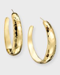 18K Classico Hammered #4 Hoop Earrings