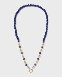 Yellow Gold Baht Chain with Lapis
