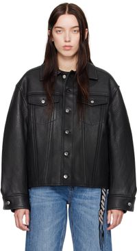 Alexander Wang Black Lambskin Trucker Leather Jacket