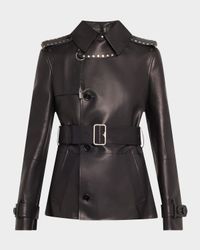 Studded Leather Trench Jacket