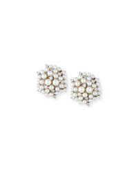 Lagrange Pearl & Diamond Cluster Earrings
