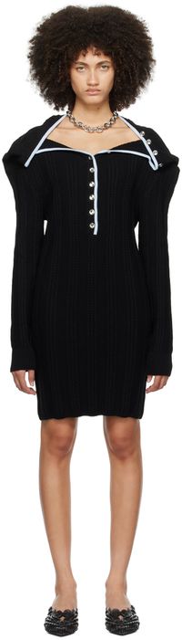 Y/Project Black Ruffle Necklace Minidress