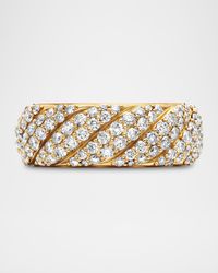 Sculpted Cable Flex Bracelet with Diamonds in 18K Gold, 7.5mm