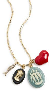 Clare V. Cameo Charm Necklace Multi Color One Size