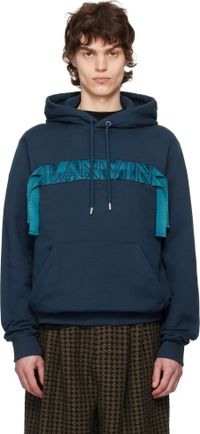 Lanvin Navy Curb Lace Hoodie