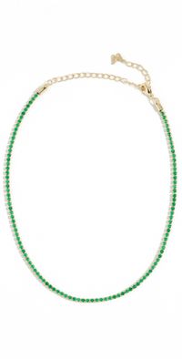 By Adina Eden Colored CZ All Around Tennis Choker Emerald Green One Size
