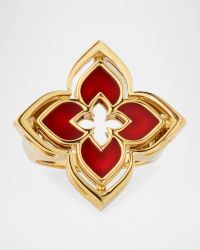 18K Yellow Gold Diamond and Red Agate Venetian Princess Pirouette Ring