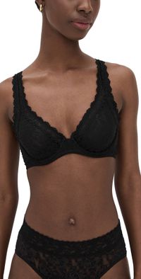 Hanky Panky High Apex Unlined Signature Lace Bra Black 32DD