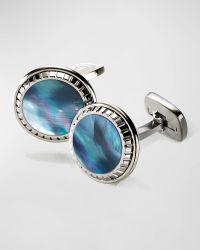 Men's Gray Mother-Of-Pearl Round Cufflinks