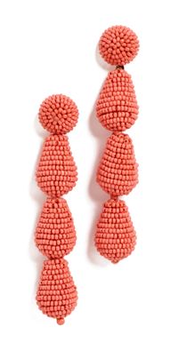 Kenneth Jay Lane Beaded Earrings Coral One Size