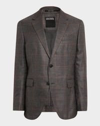 Men's Cashmere and Silk Houndstooth Check Sport Coat