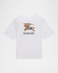 Boy's Embroidered EKD Check Cotton T-Shirt, Size 4-14