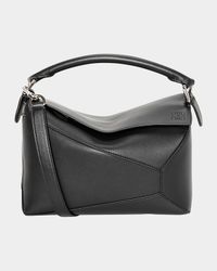 Puzzle Edge Small Top-Handle Bag in Leather