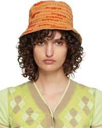 JACQUEMUS Beige Le Raphia 'Le Bob Bordado' Bucket Hat