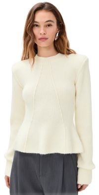 ROTATE Peplum Sweater Egret XS