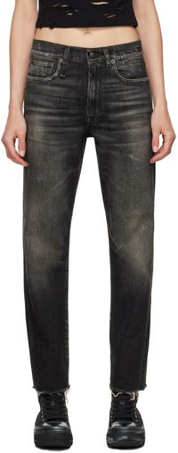 R13 Black Stretch Boyfriend Jeans