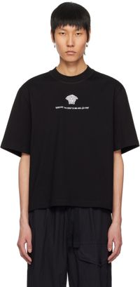 Versace T-shirt noir à logo Medusa Milano brodé