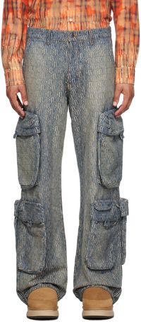 AMIRI Blue Utility Denim Cargo Pants