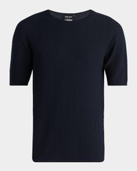 Men's Chevron Short-Sleeve Crewneck Sweater