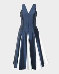 Mythos Sleeveless Contrast Godet Midi Dress