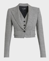 Wool Pied De Poule Cropped Jacket