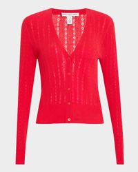 Ribbed Pointelle-Knit Cotton Cardigan