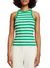 Esprit - Top col rond rayé en coton mélangé - Taille L - Vert