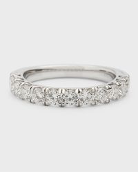 18K White Gold Round Diamond Half Band, Size 6