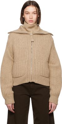 LEMAIRE Beige Trucker Collar Zipped Cardigan