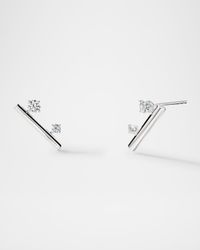 18K White Gold Barre Floating Diamond Climber Earrings