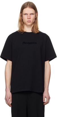 JW Anderson Black Flocked Logo T-shirt