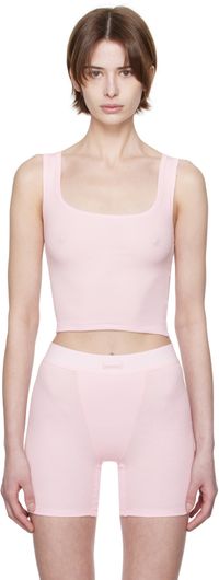 SKIMS Pink Cotton Rib Tank Top