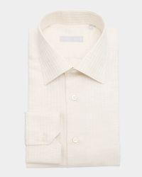 Men's Cotton, Silk and Linen Stripe Dress Shirt